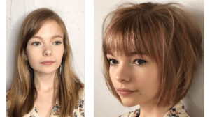 antes e depois-cabelo -curto franjinha