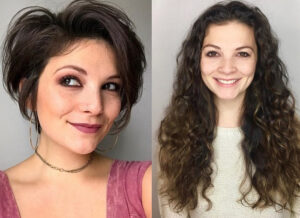 Antes e depois dos cabelos longos para os cabelos curtos