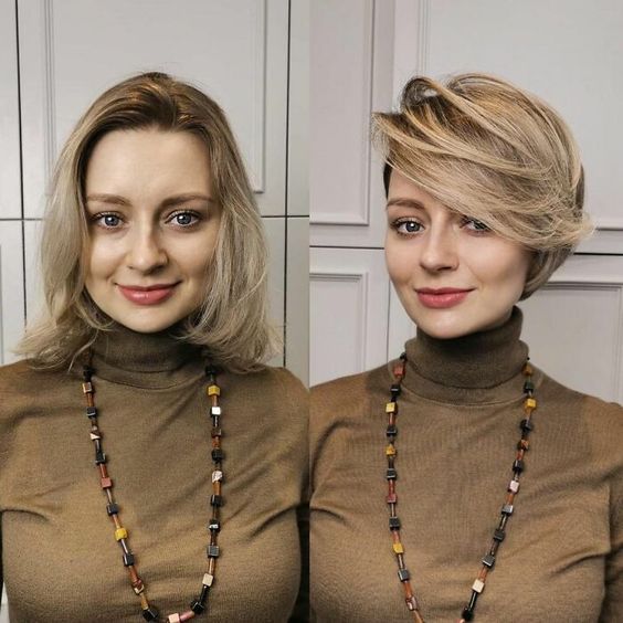 Antes e depois para os cabelos curtos