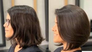 antes e depois feito pela cabeleireira Claudia Scarpel