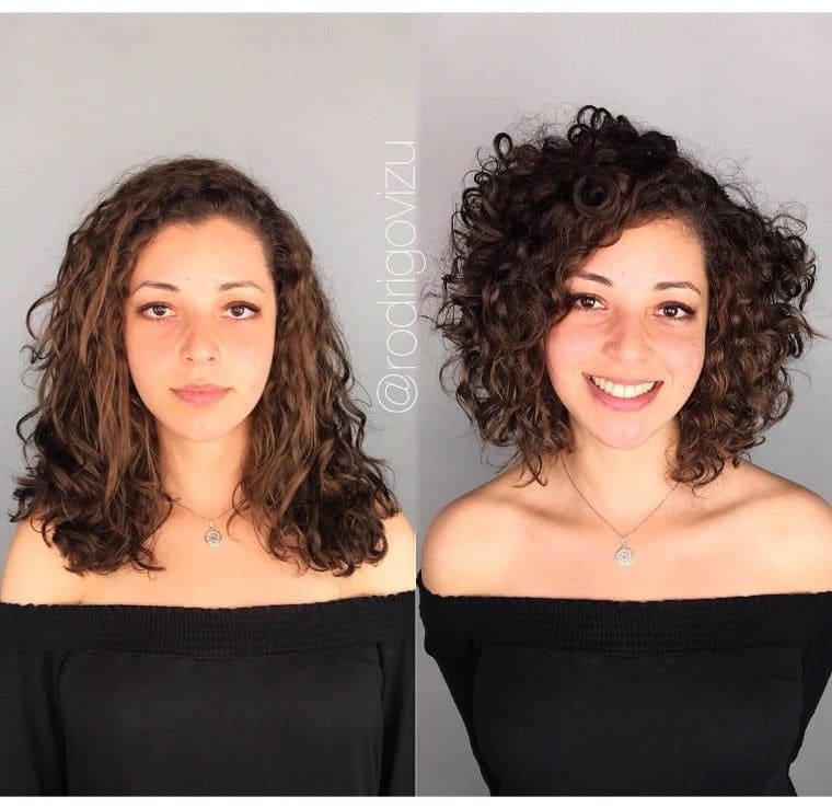 Antes e depois cabelos cacheados